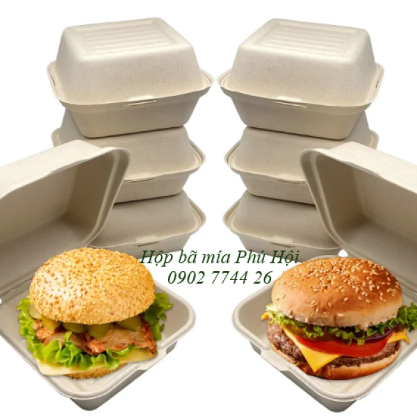 Hộp bã mía vuông hamburger